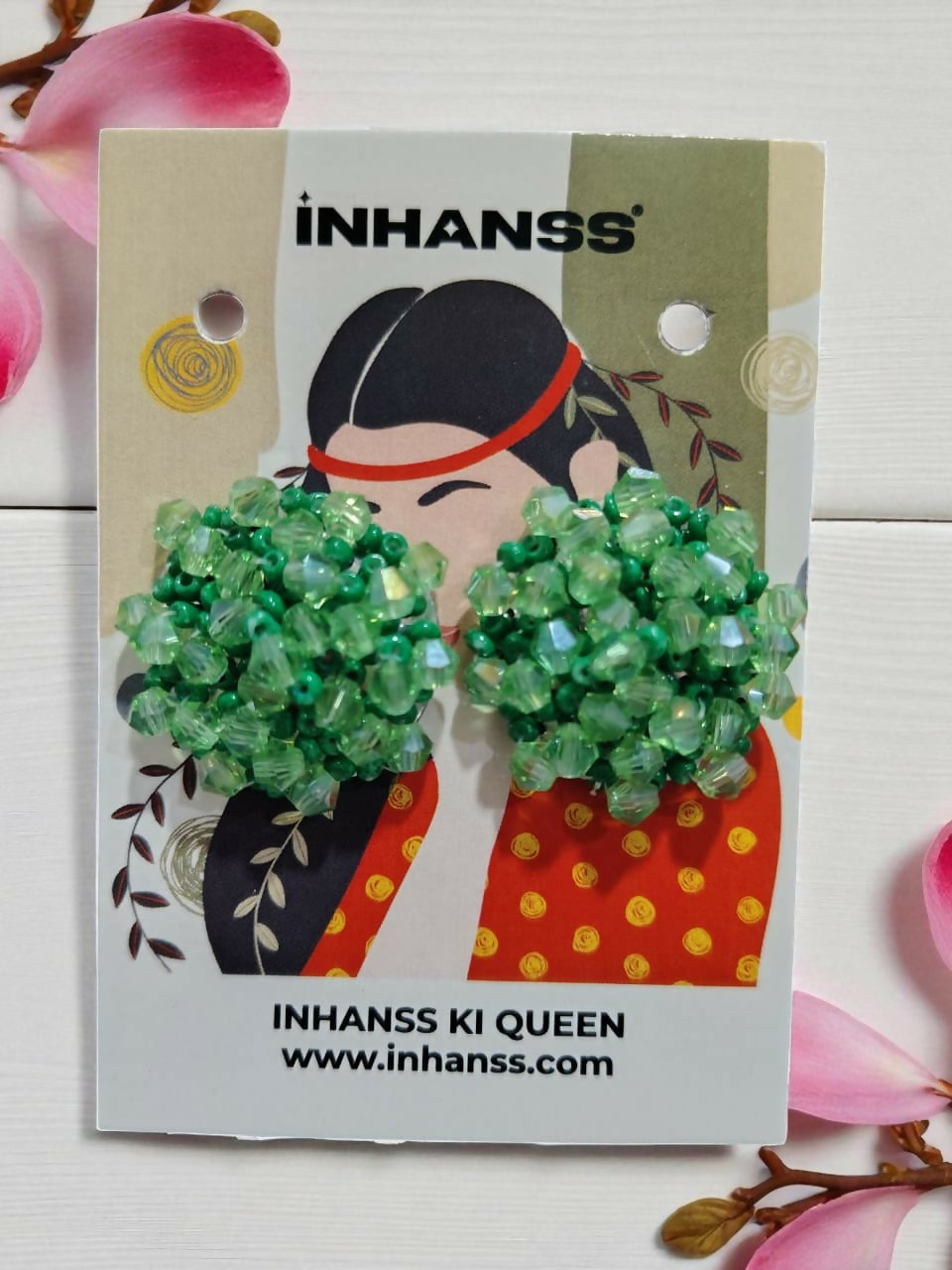 Inhanns Small Statement Studs Earrings - Sea Green - Distacart