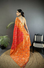 Thumbnail for Joban Fashion Orange Geometric Pattern Soft Silk Patola Saree - Distacart