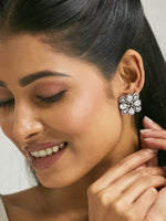 Thumbnail for Nuyug 22K Gold-Plated Crystal & Zircon Stone Studded Floral Studs