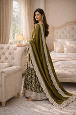 Thumbnail for Teeya Creation Mehendi Fendy Satin Heavy Embrodiery Work Wedding Wear Salwar Suit - Distacart