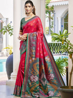 Thumbnail for Anaita Red Silk Saree With Blouse Piece - Distacart