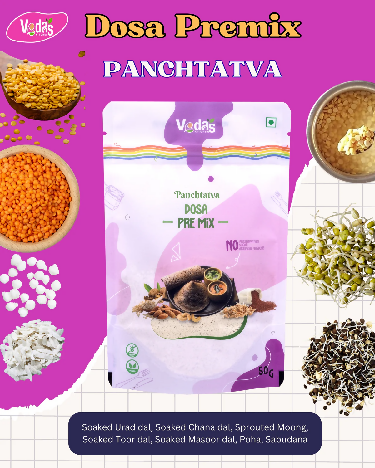 Vedas Kitchen Panchtatva Dosa - Dista