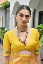 Thumbnail for Vishnu Weaves Women's Yellow Paithani Silk Zari Woven Saree with Blouse
