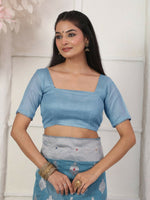 Thumbnail for Astita Linen Cotton Sky Blue Saree