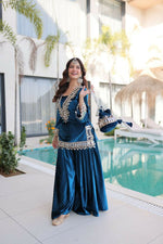 Thumbnail for Joban Fashion Rama Kurta Set Velvet Sequins , Zari, Coding & Thread Embroidered work - Distacart
