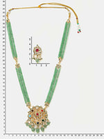 Thumbnail for Ruby Raang Long Kundan Neckpiece With Earrings - Distacart