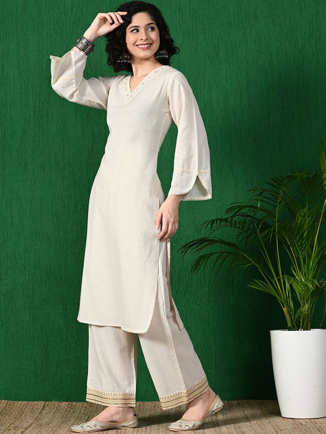 Sangria Embroidered Pure Cotton A-Line Kurta