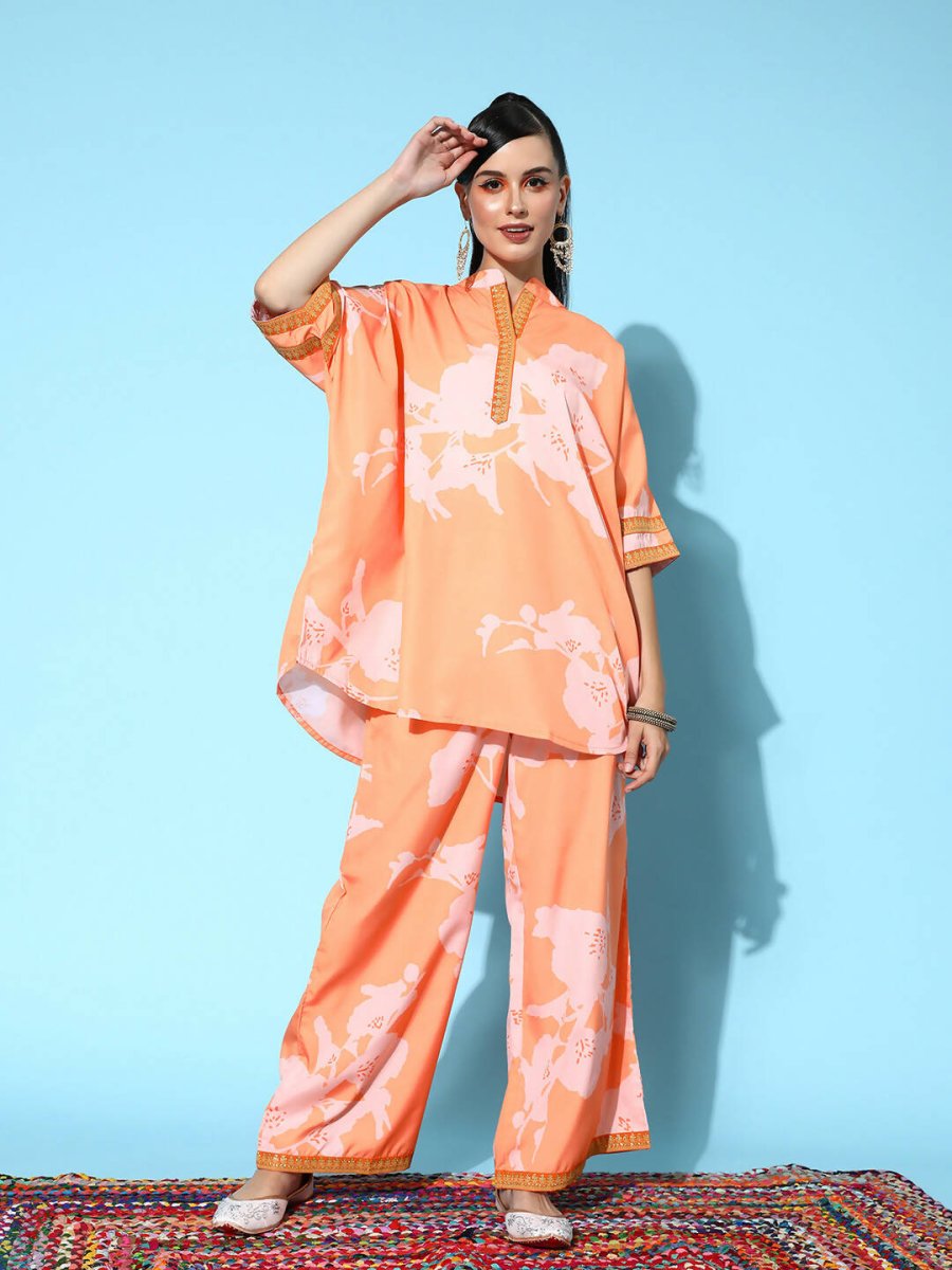 Ahalyaa Women's Traditional Wear Co-ods - Orange - Distacart