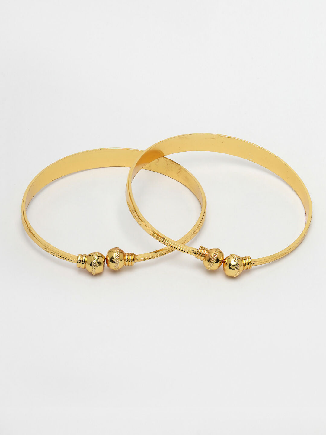 NVR Women's Set of 2 Gold-Plated Handcrafted Adjustable Bangles - Distacart
