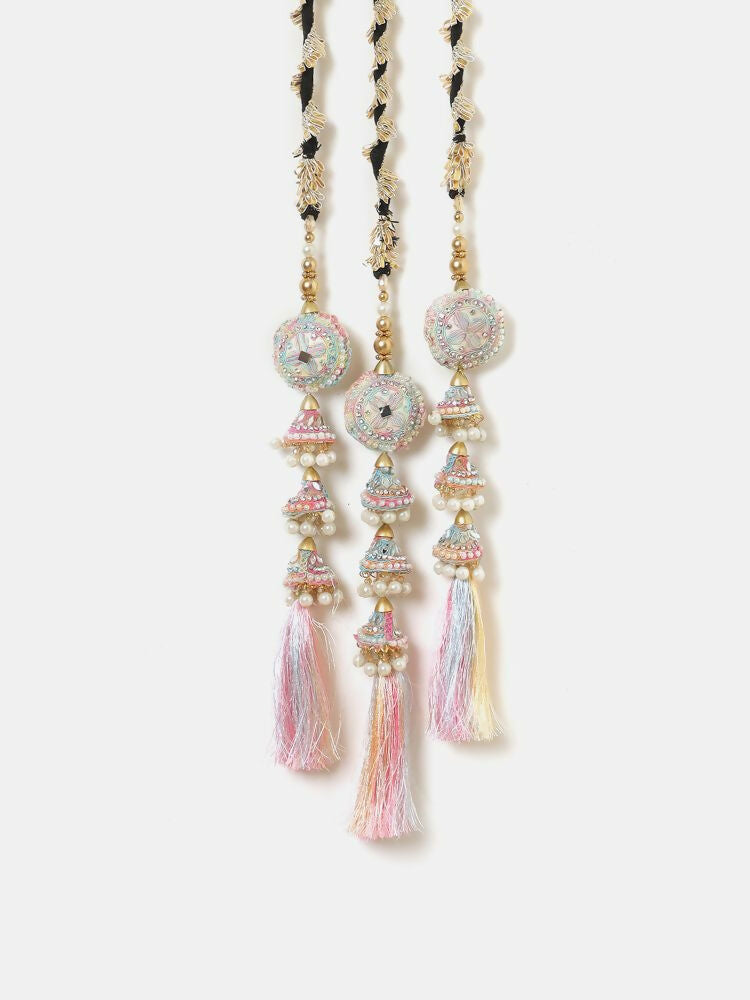 Ruby Raang Colorful Mirror Work Parandi - Distacart