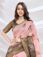 Thumbnail for Mitera Floral Aari Work Saree With Blouse Piece - Distacart