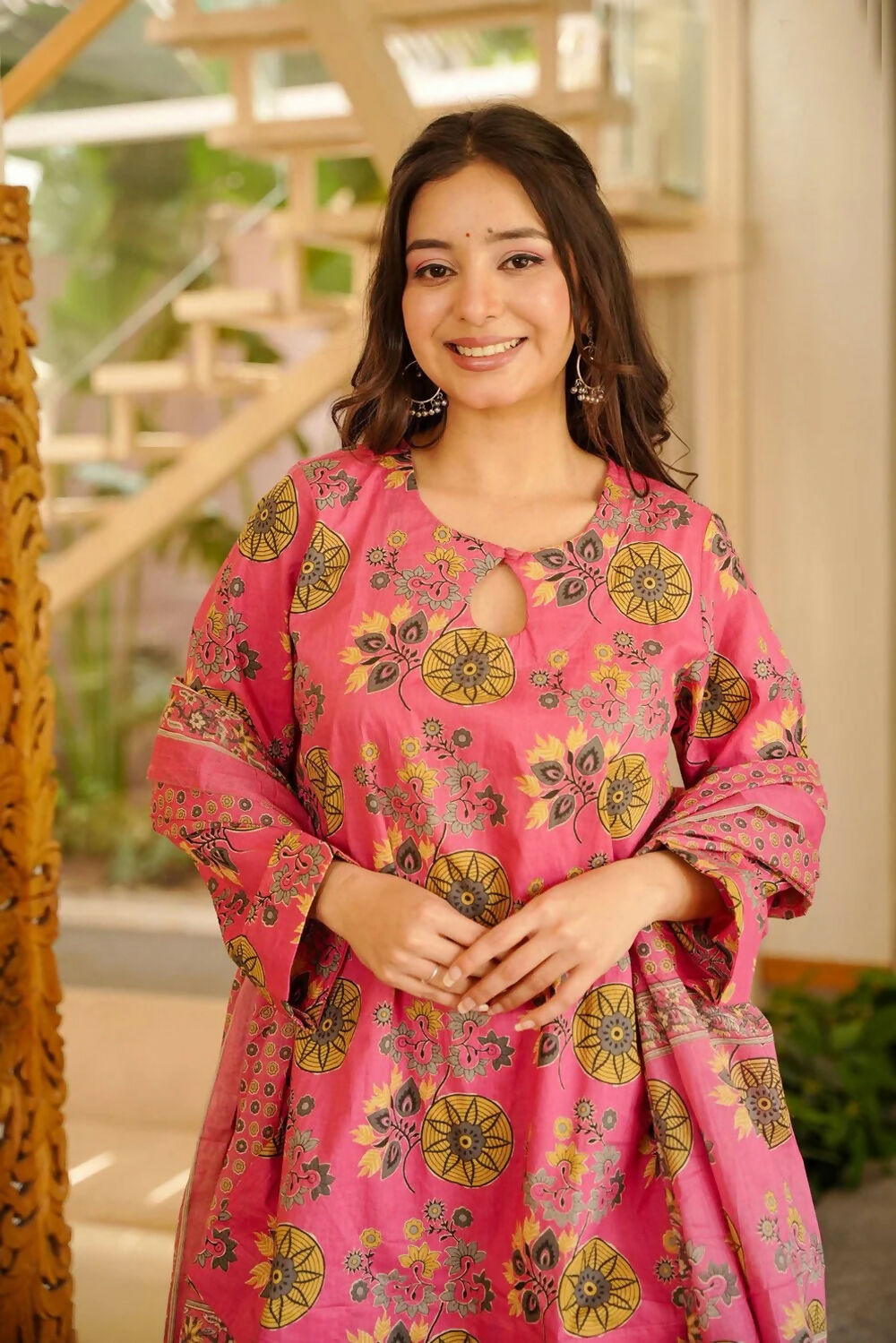Aayaa Designer Cotton Silk Farshi Salwar Set - Pink - Dista