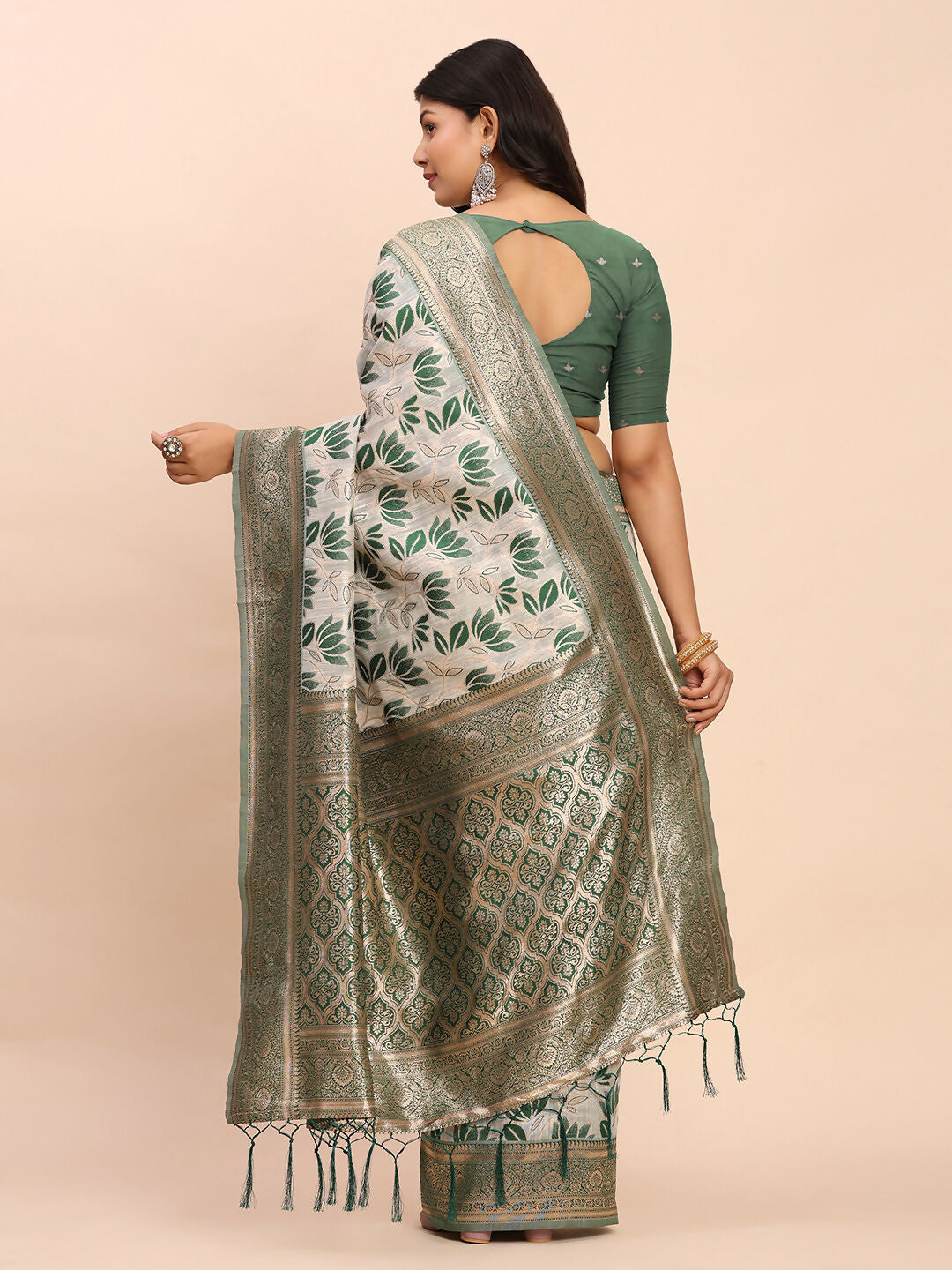 Astita Linen Cotton Green Saree