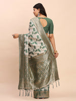 Thumbnail for Astita Linen Cotton Green Saree
