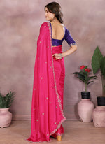 Thumbnail for Vellora Rani Chinon Embroidery & Hand Moti Work Saree