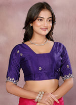 Thumbnail for Vellora Rani Chinon Embroidery & Hand Moti Work Saree