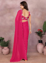 Thumbnail for Vellora Rani Pink Georgette Sequin Work Saree