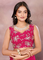Thumbnail for Vellora Rani Pink Georgette Sequin Work Saree