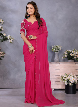 Vellora Rani Georgette Embroidery Zari Work Saree