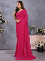 Thumbnail for Vellora Rani Georgette Embroidery Zari Work Saree