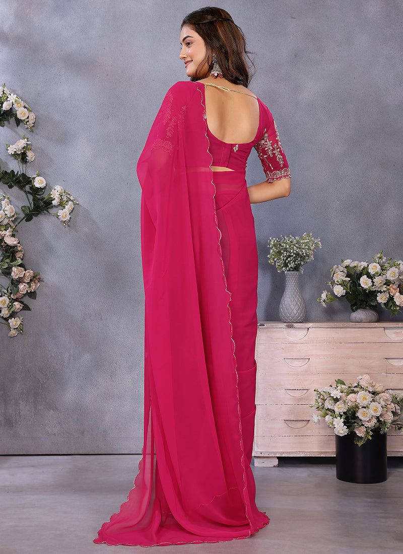 Vellora Rani Georgette Embroidery Zari Work Saree