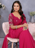 Thumbnail for Vellora Rani Georgette Embroidery Zari Work Saree