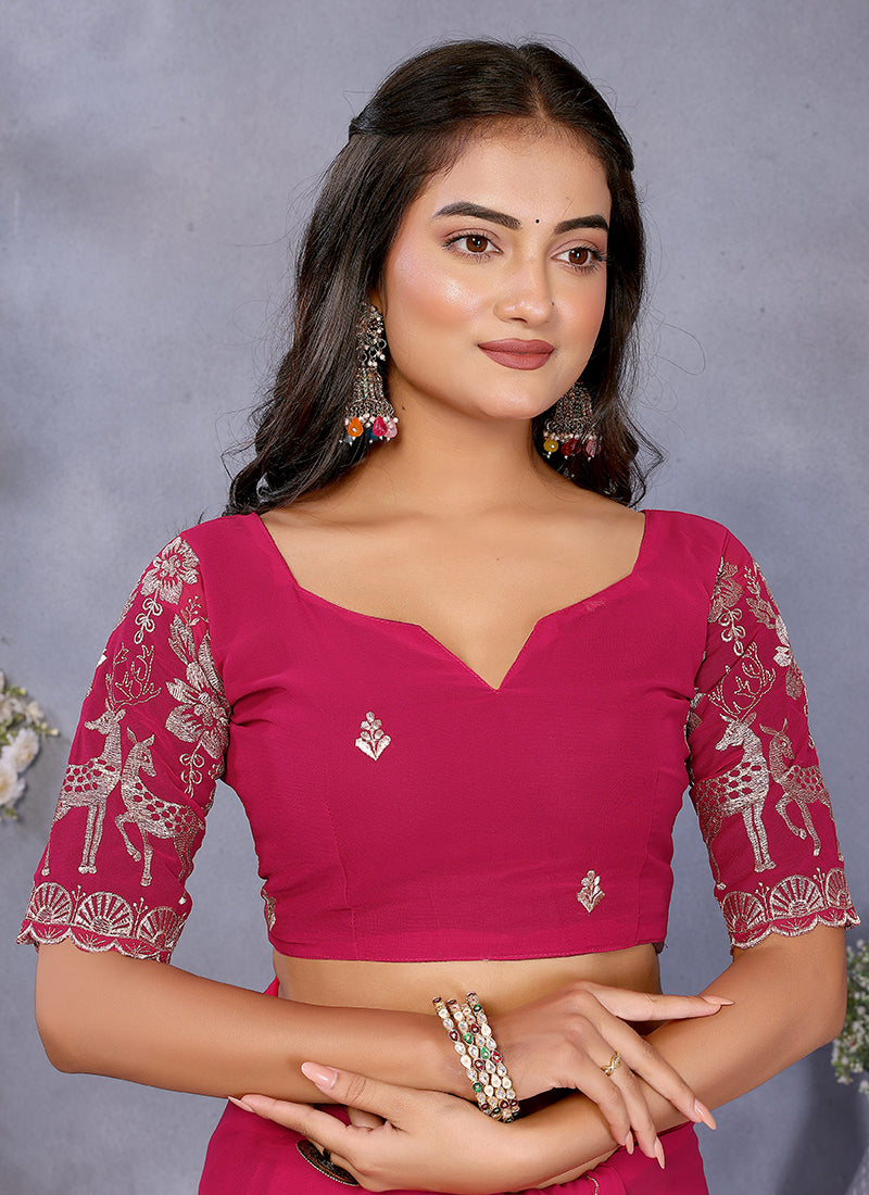 Vellora Rani Georgette Embroidery Zari Work Saree