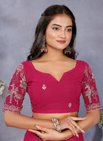 Thumbnail for Vellora Rani Georgette Embroidery Zari Work Saree