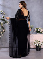 Thumbnail for Vellora Black Georgette Embroidery Zari Work Saree