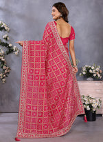 Thumbnail for Vellora Red Vichitra Silk Foil Embroidery Codding Work Saree