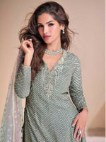 Thumbnail for Anaita Sky-Blue Georgette Readymade Suit with Codding Dori & Sequence Work - Distacart