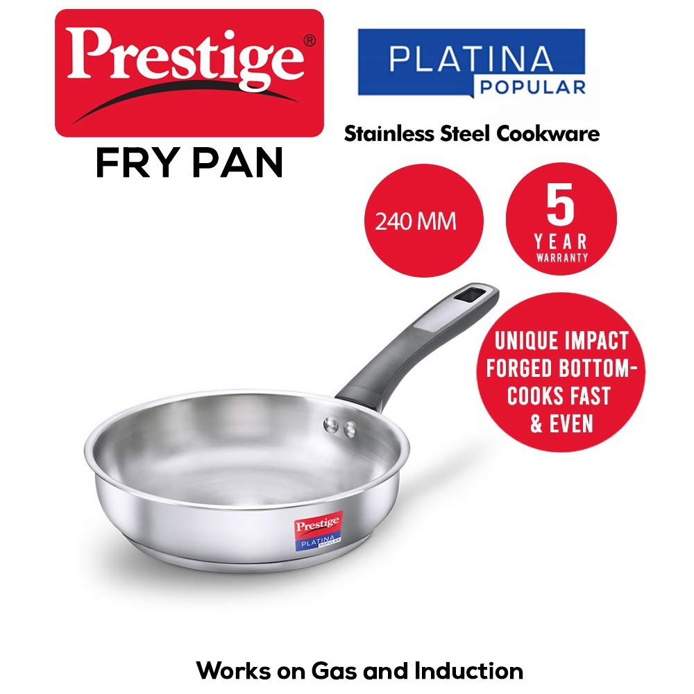 Prestige SS Platina Popular Fry Pan - Silver - Dista