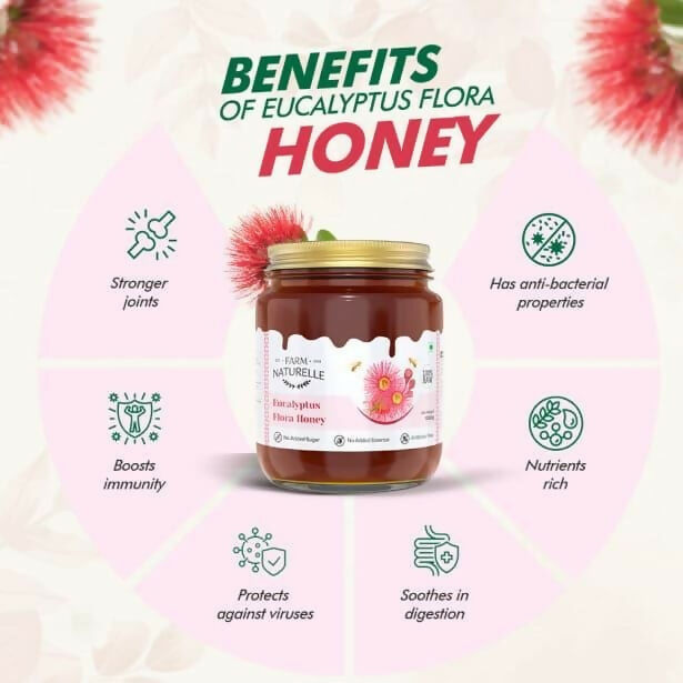 Farm Naturelle Eucalyptus Flower Honey - Raw, Unprocessed Wild Forest Honey - Distacart