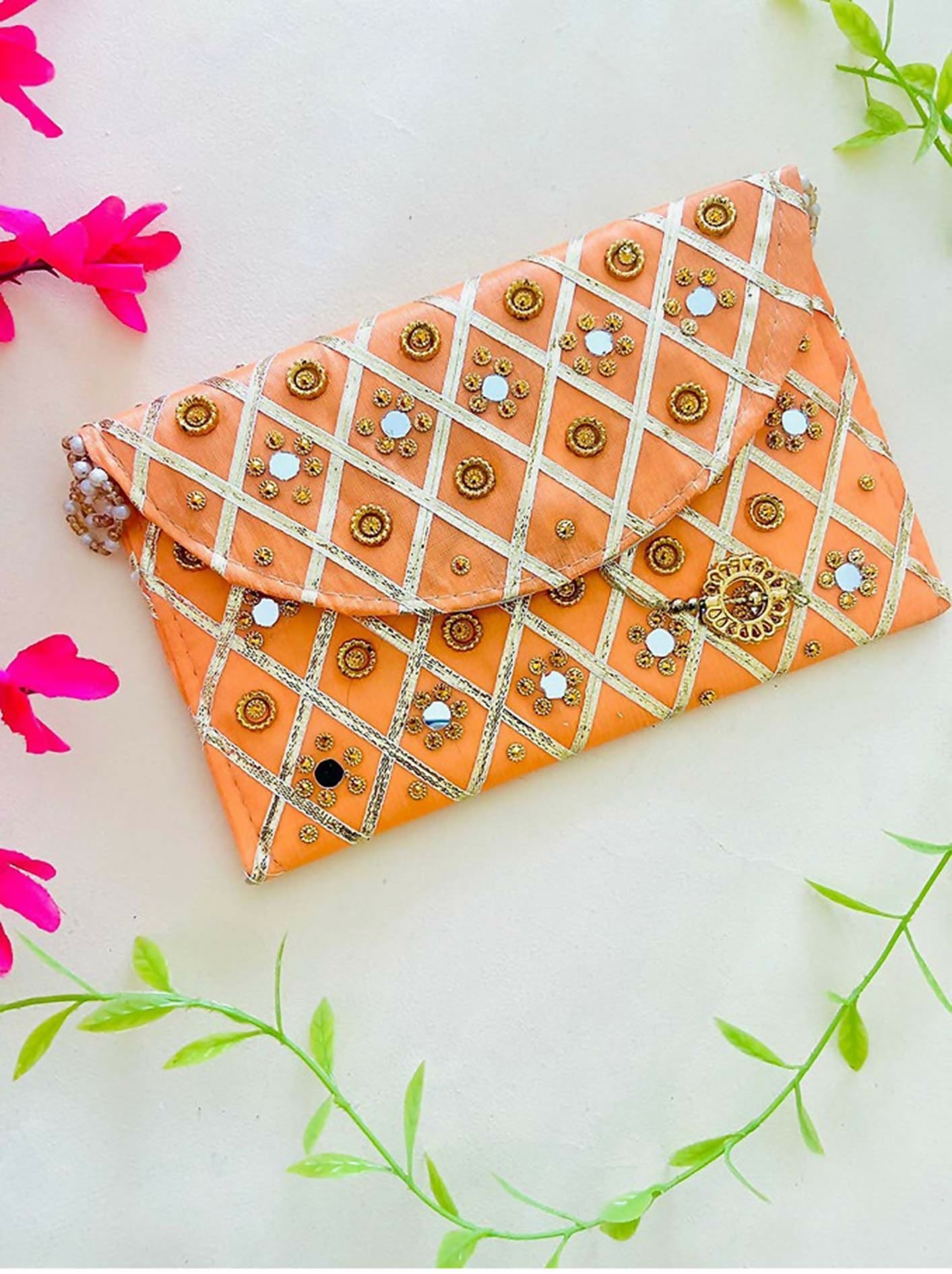 Joban Fashion Clutch Bag With Magnetic Lock - Orange - Dista