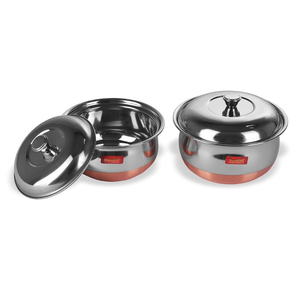 Sumeet Stainless Steel Copper Bottom Multipurpose Cook & Serve Handi With Lid - 2 Pcs Set - Dista
