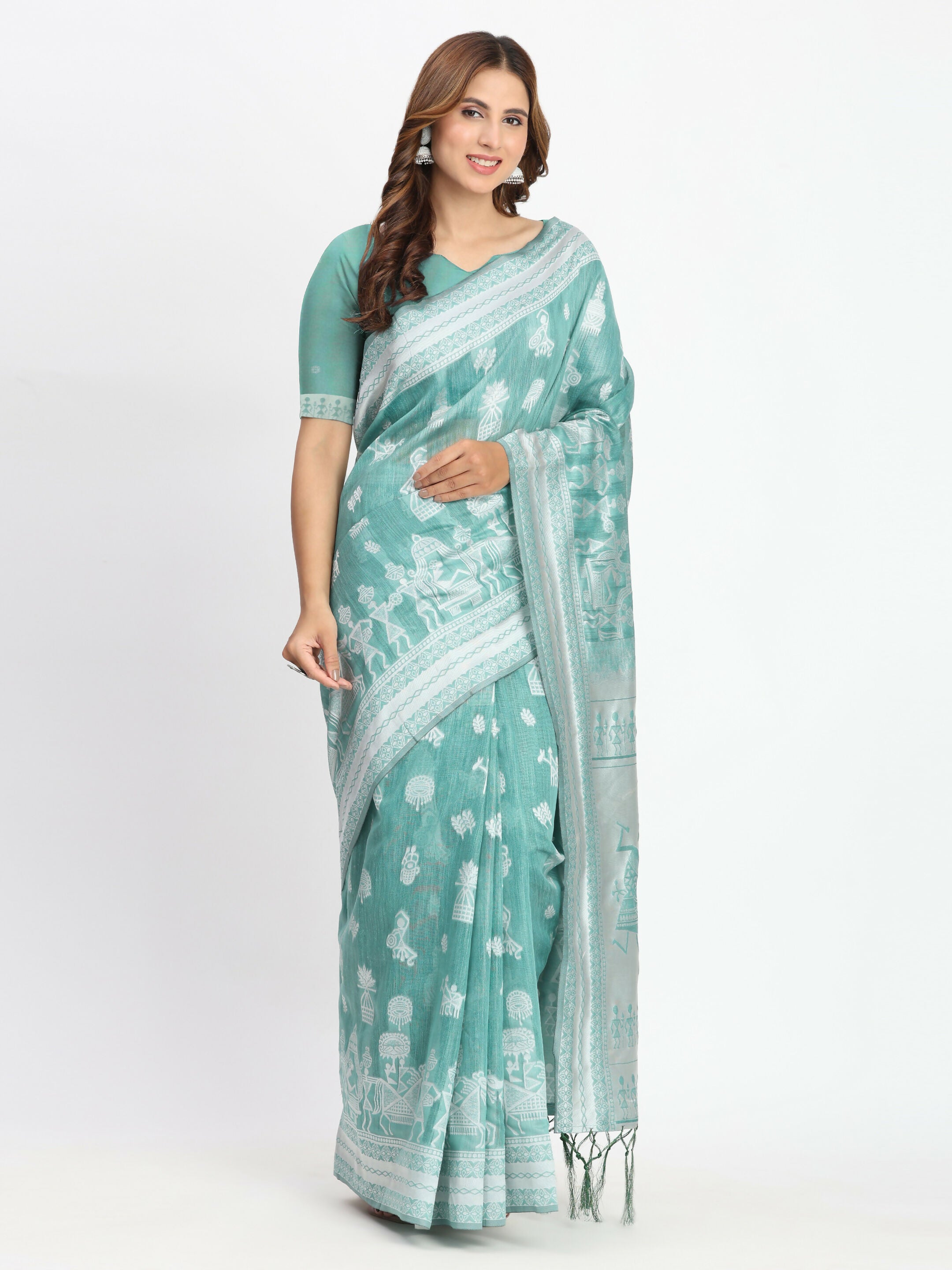 Astita Linen Cotton Mustard Saree