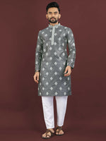 Thumbnail for Anaita Grey Embroidered Silk Straight Kurta - Distacart