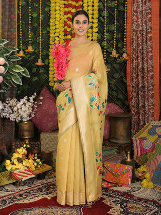 Astita Linen Cotton Yellow Saree