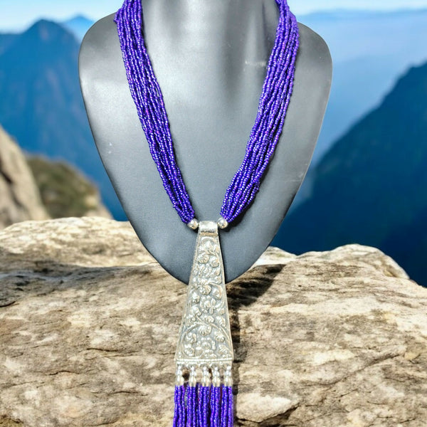 Inhanns Day-To-Dinner Tie Shaped Oxidized Black Metal Multi-Layered Long Only Necklace - Dark Prule Necklace - Distacart