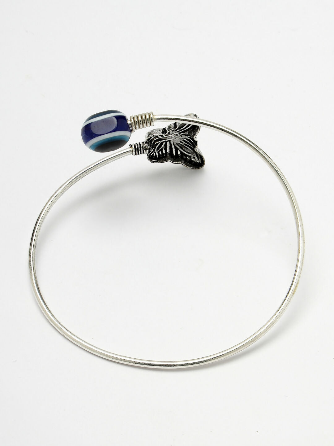 NVR Women Oxidised Rhodium-Plated Evil Eye Kada Bracelet - Distacart