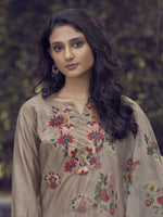 Thumbnail for Indo Era Coffee Embroidered Straight Kurta Trouser With Dupatta Set - Distacart