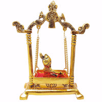Thumbnail for KridayKraft Laddu Gopal on Jhulla Palana Metal Statue - Distacart