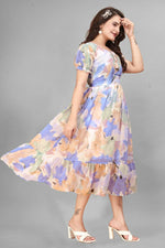 Thumbnail for Preksha Creation New Georgette Floral Print Women Light Blue Gown - Distacart