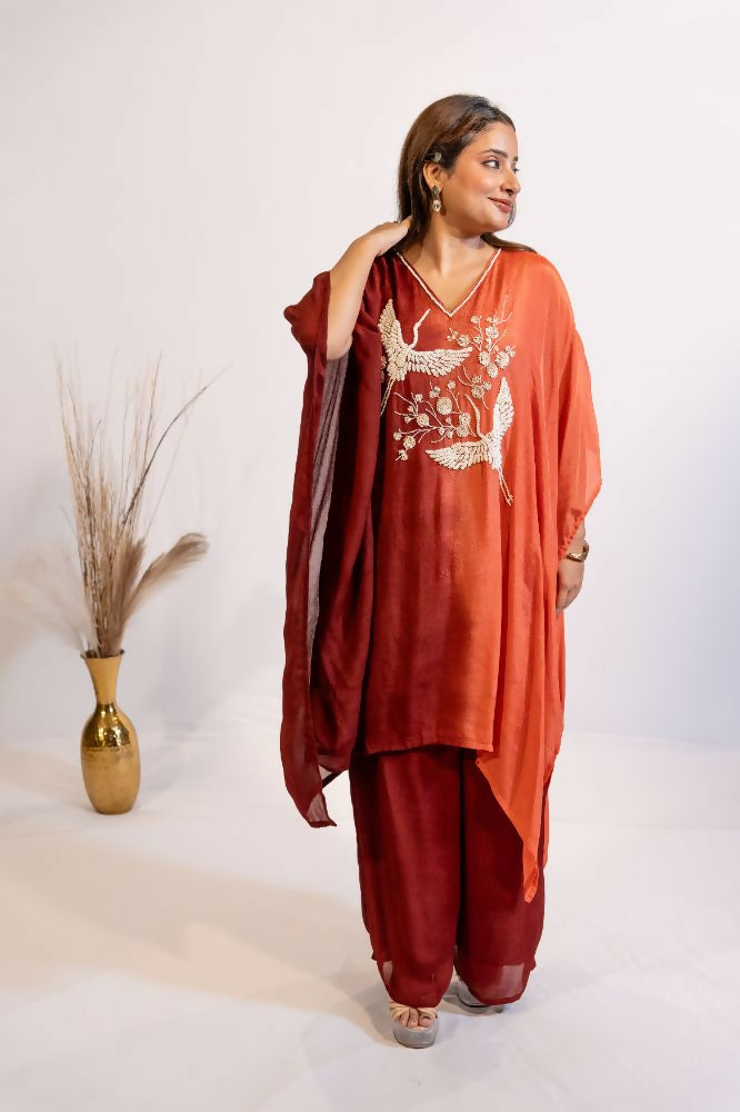 Timaraa Rust & Red Ombre Shaded Co-Ord Set - Dista