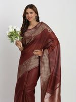 Thumbnail for Astita Linen Cotton Maroon Saree