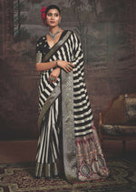 Thumbnail for Joban Fashion Multicolor Art Silk With Fine Viscose Border Ajrak Full Body Print With Soft Finish Saree