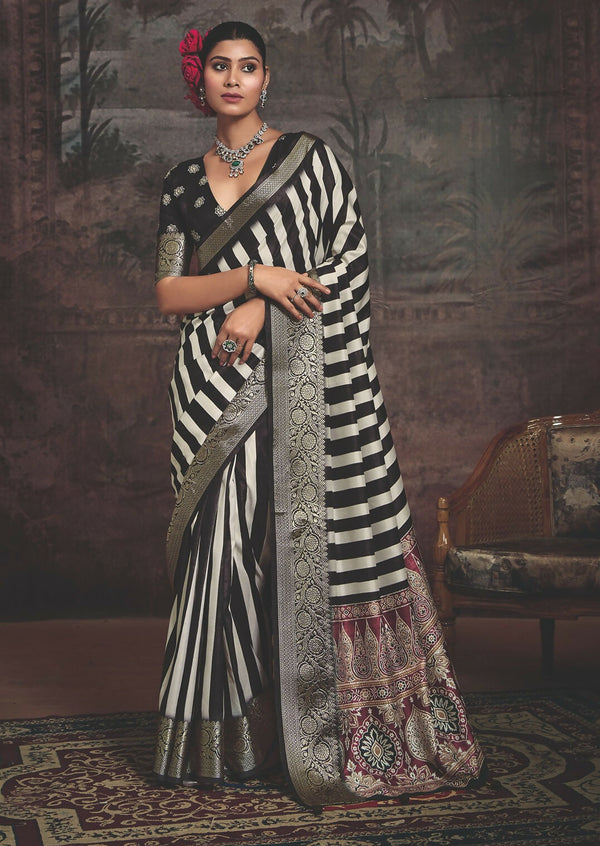 Joban Fashion Multicolor Art Silk With Fine Viscose Border Ajrak Full Body Print With Soft Finish Saree