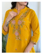 Thumbnail for The52 Women's Beautiful Rayon Slub Fabric Embroidery Work Straight Kurta Pant and Dupatta Set - Distacart