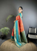 Thumbnail for Joban Fashion Peach Banarasi Soft Silk Woven Saree