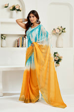 Thumbnail for Vastranavya Multi Digital Printed Linen Ready To Wear Designer Saree with Unstitched Blouse - Distacart